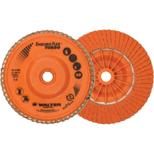 Enduro-Flex Turbo Flap Disc, 5" x 5/8"-11, Type 27S, 80 Grit, Ceramic D. Morneault & Fils