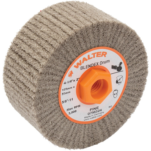 Tambour de conditionnement de surface Blendex, 4-1/4" dia. x 2" la, 5/8"-11 Arbre, Grain Fin D. Morneault & Fils