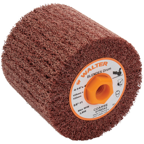 Blendex Surface Conditioning Drum, 4-1/4" Dia. x 4" W, 5/8"-11 Arbor, Coarse Grit D. Morneault & Fils