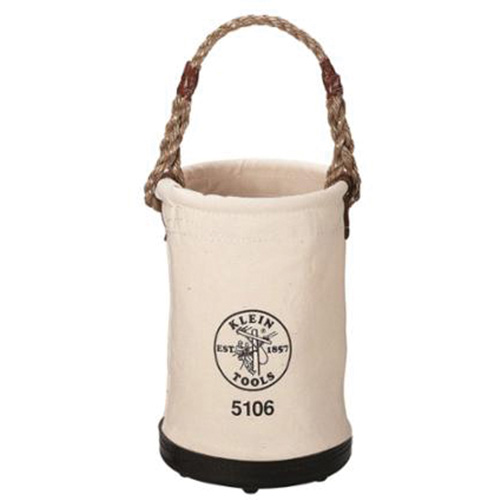 Straight-Wall Bucket, 9" L x 9" W x 14" H, Canvas, Beige D. Morneault & Fils