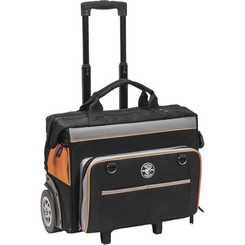 Tradesman Pro Rolling Tool Bag, Ballistic Polyester, 24 Pockets, Black/Orange D. Morneault & Fils