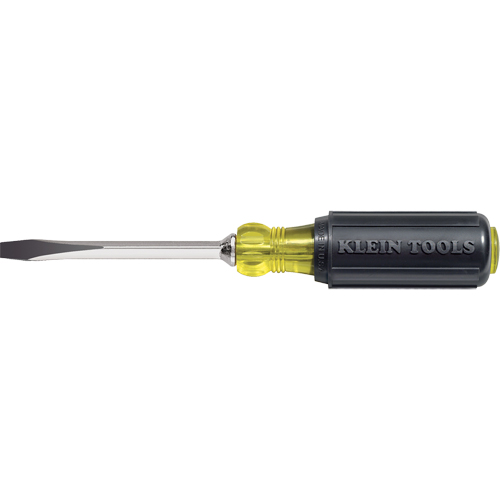 Heavy-Duty Slot Keystone Screwdriver, 1/4", 8-11/32" L, Cushion Grip Handle D. Morneault & Fils