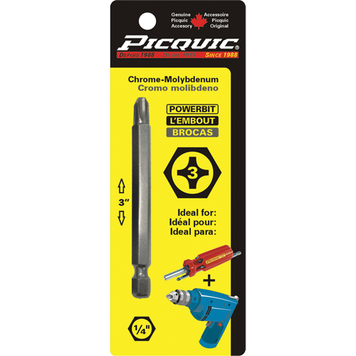 Powerbit, Phillips, #3 Tip, 1/4" Drive Size, 3" Length D. Morneault & Fils