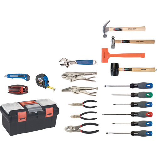 Jeu d'outils essentiels avec coffret en plastique, 28 morcea D. Morneault & Fils