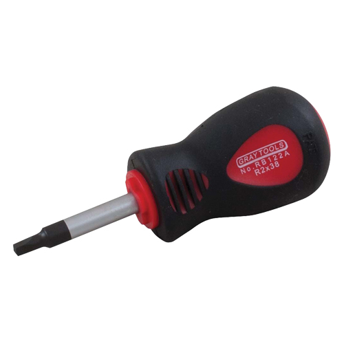Square Recess Screwdriver, #0 Tip, Round, 4" L, Cushion Grip Handle D. Morneault & Fils