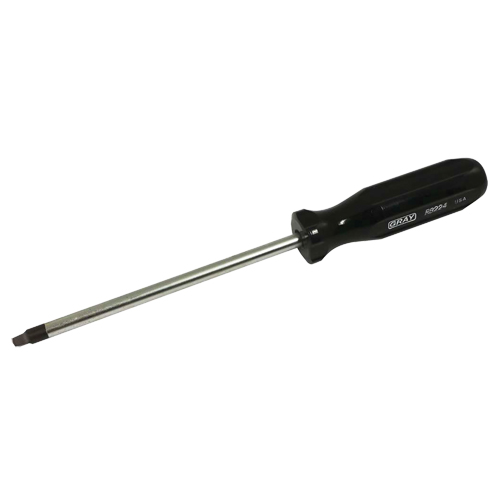 Square Screwdriver, #4 Tip, Round, 9-3/4" L, Plastic Handle D. Morneault & Fils