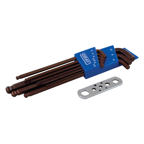 Long Arm Ball Hex Key Set, 9 Pcs., Metric D. Morneault & Fils