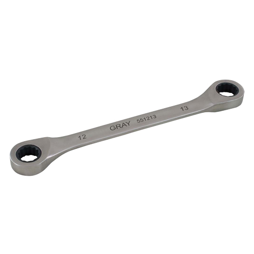 Double Box End Gear Ratcheting Wrench, 12 Point, 12 mm x 13 mm, Plain Finish D. Morneault & Fils