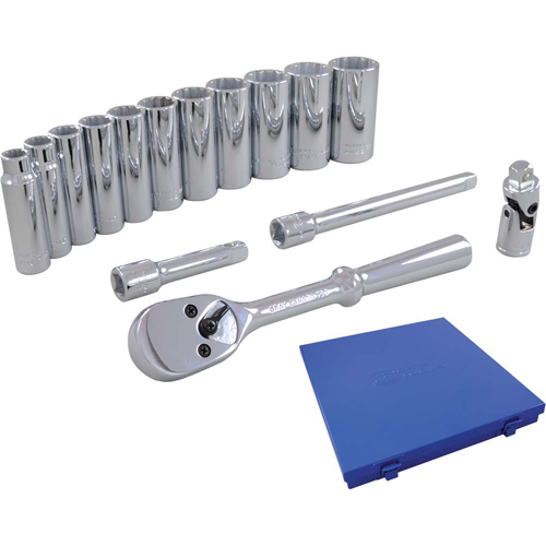 Jeu de douilles et accessoires, 15 Mcx, Prise de 3/8", Profond D. Morneault & Fils