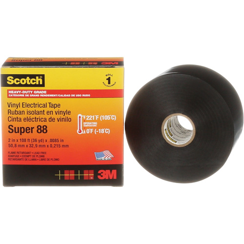Scotch&reg; Super 88 Professional Electrical Tape, 51 mm (2") x 33 m (108'), Black, 8.5 mils D. Morneault & Fils