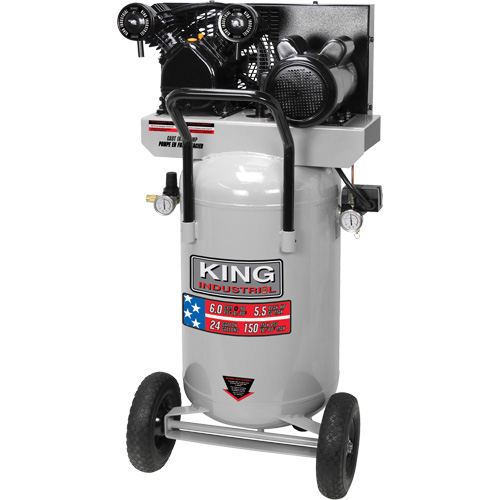 Air Compressor, Electric, 24 Gal. (29 US Gal), 150 PSI, 120/1/240/1 V D. Morneault & Fils