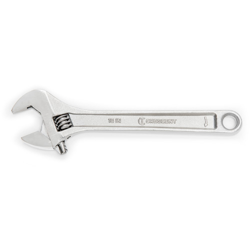 Adjustable Wrench, 12" L, 1-1/2" Max Width, Chrome D. Morneault & Fils