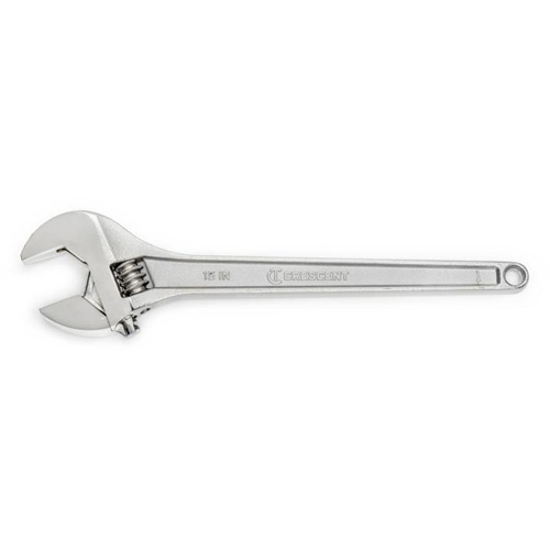 Adjustable Wrench, 15" L, 1-11/16" Max Width, Chrome D. Morneault & Fils
