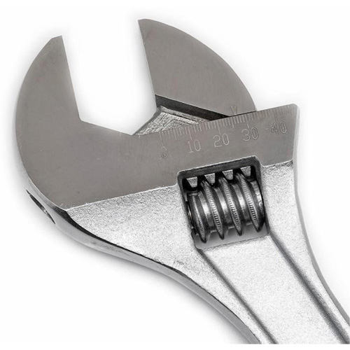 Adjustable Wrench, 15" L, 1-11/16" Max Width, Chrome D. Morneault & Fils