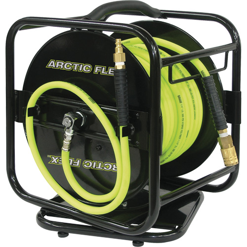 Manual Hose Reel with Hybrid Polymer Air Hose, Air, 1/4" x 100', Single Hose D. Morneault & Fils