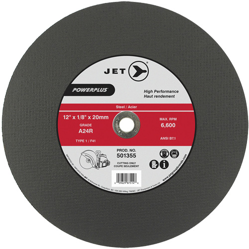 A24R PowerPlus Cut-Off Wheel, 12" x 1/8", 20 mm Arbor, Type 1, 6600 RPM D. Morneault & Fils