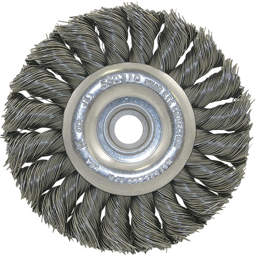 3K114 Unthreaded Knot Twisted Wire Wheel, 3-1/4" Dia., 0.014" Fill, 3/8"-1/2 Arbor D. Morneault & Fils