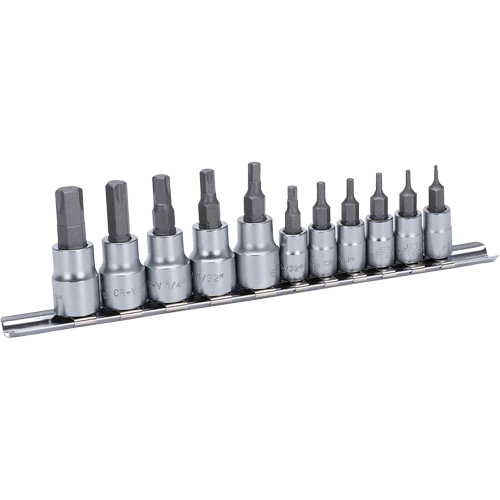 JHBS-11S Hextractor SAE Bit Socket Set, Hex, 1/4"/3/8" Drive, 11 Pcs D. Morneault & Fils