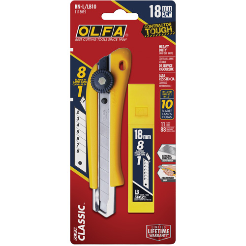 Heavy-Duty Utility Knife with Replacement Blades, 18 mm, Stainless Steel Blade D. Morneault & Fils