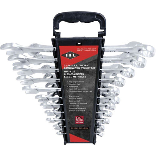 ICW-22SM Wrench Set, Combination, 22 Pieces, Imperial and Metric D. Morneault & Fils
