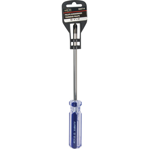 Blue Transparent Striped Philips Screwdriver, #3, Plastic Handle D. Morneault & Fils