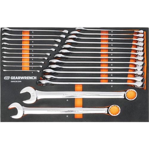 12-Point Long Pattern Combination Metric Wrench Set in Foam Storage Tray, Open-Ended, 24 Pieces, Metric D. Morneault & Fils