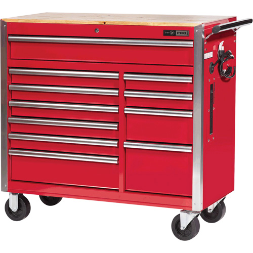 PRC4211 Pro Series Roller Cabinet, 11 Drawers, 42" W x 18" D x Red D. Morneault & Fils