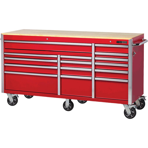 PRC7215 Pro Series Roller Cabinet, 15 Drawers, 72" W x 24" D x Red D. Morneault & Fils
