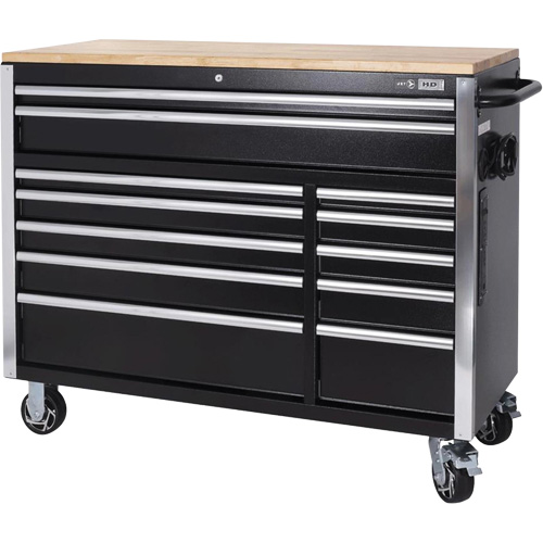 HDRC5212 HD Series Roller Cabinet, 12 Drawers, 51-1/4" W x 21" D x 40-3/10" H, Black D. Morneault & Fils