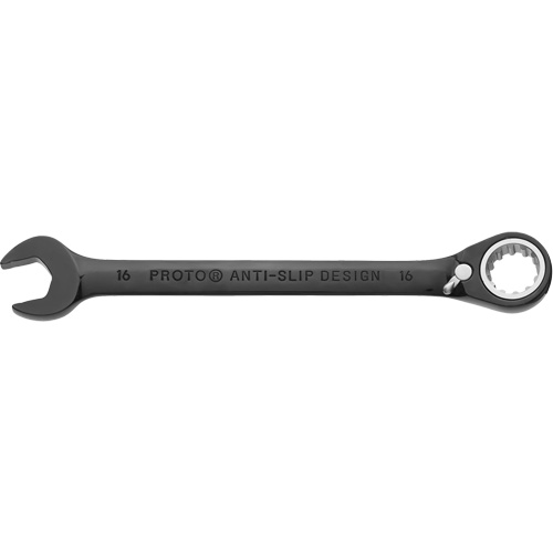 Metric Spline Combination Reversible Ratcheting Wrench, Black/Chrome Finish D. Morneault & Fils