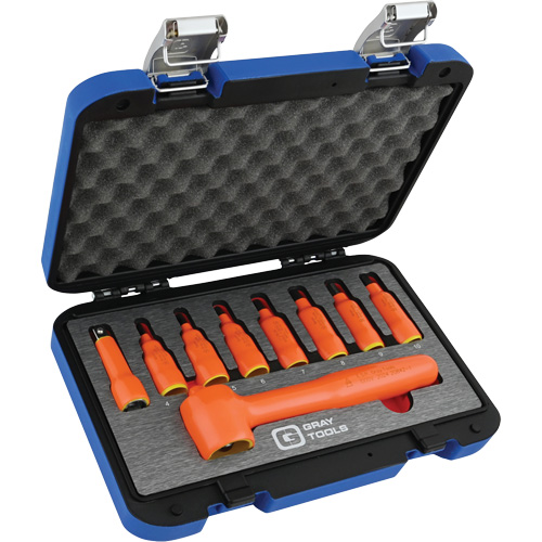 3/8" Drive Insulated Metric Hex Bit Socket and Attachment Set, 1000 V, 9 Pcs D. Morneault & Fils