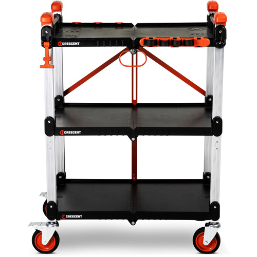 SITERUNNER 3-Shelf Folding Jobsite Cart, 30-3/5" L x 20" W x 42-1/2" H, Black D. Morneault & Fils