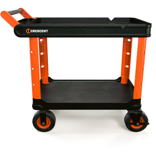 RAILWORKS 2-Shelf Industrial Utility Cart with 8" Casters, 47" L x 24-1/2" W x 37-4/5" H, Black/Orange D. Morneault & Fils