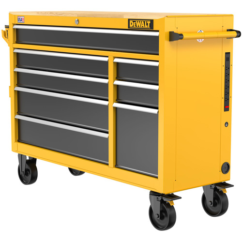 Postes de travail industriel mobile, 8 tiroirs, 52" la x Jaune D. Morneault & Fils