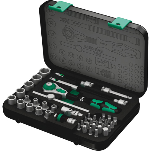 8100 SA 2 Zyklop Speed Ratchet Set, 42 Pcs, 3/8" Drive Size D. Morneault & Fils
