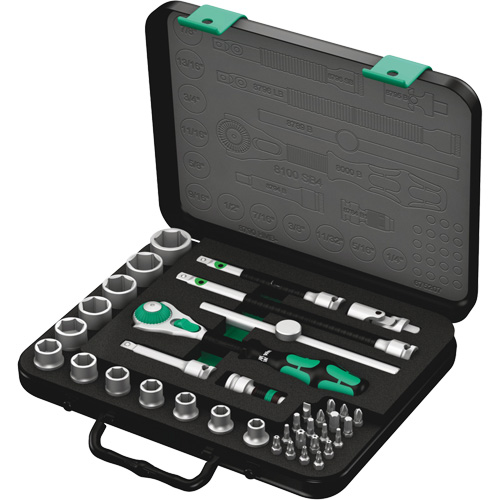 8100 SB 4 Zyklop Speed Ratchet Set, 38 Pcs, 3/8" Drive Size D. Morneault & Fils