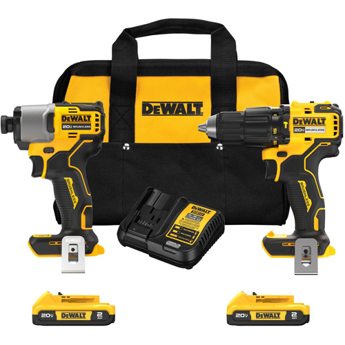 Brushless Compact Cordless 1/2" Hammer Drill & 1/4" Impact Driver Kit, Lithium-Ion, 20 V D. Morneault & Fils