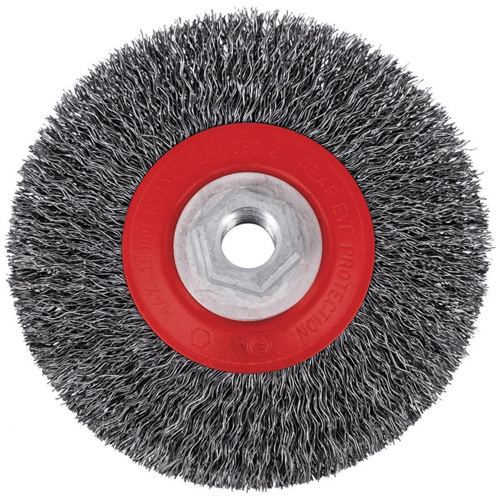 Brosse m&eacute;tallique &agrave; fils torsad&eacute;s &agrave; haut rendement 5C14T, 5" dia., Fils 0,014", Arbre 5/8"-11NC D. Morneault & Fils