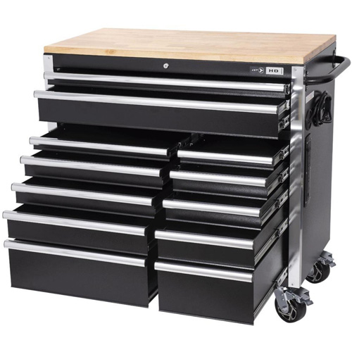 HDRC4112 HD Series Roller Cabinet, 12 Drawers, 41" W x 21" D x 40-3/10" H, Black D. Morneault & Fils