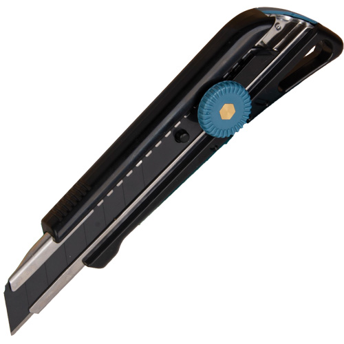 Couteau professionnel de 18 mm avec verrouillage &agrave; cliquet, Acier inoxydable, Robuste, Prise en Plastique D. Morneault & Fils