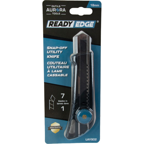 Couteau professionnel de 18 mm avec verrouillage &agrave; cliquet, Acier inoxydable, Robuste, Prise en Plastique D. Morneault & Fils