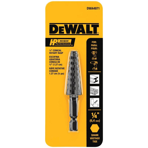 High Performance 1/2" Conical Rotary Rasp with 1/4" Hex Shank D. Morneault & Fils