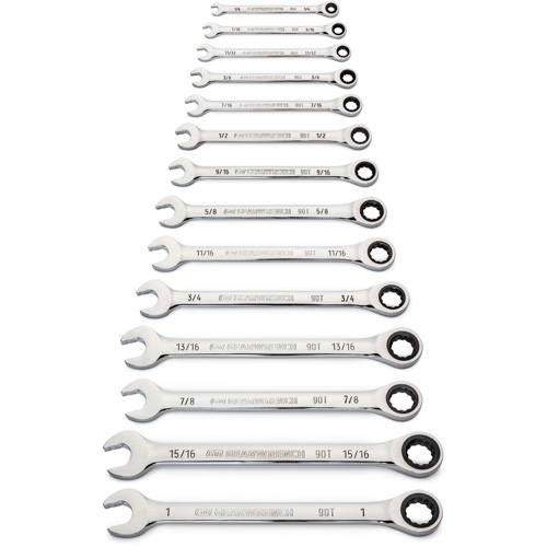 Jeu de cl&eacute;s SAE &agrave; 12 pans et 90 dents, Combinaison &agrave; cliquet, 14 morceaux, Imp&eacute;rial D. Morneault & Fils