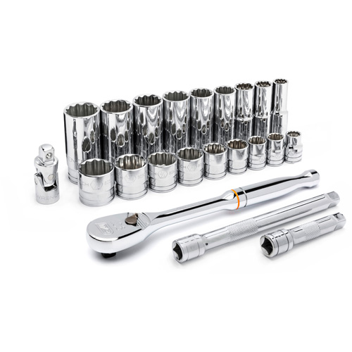 12 Point SAE Mechanics Tool Set, 22 Pcs, 3/8" Drive Size, Deep D. Morneault & Fils