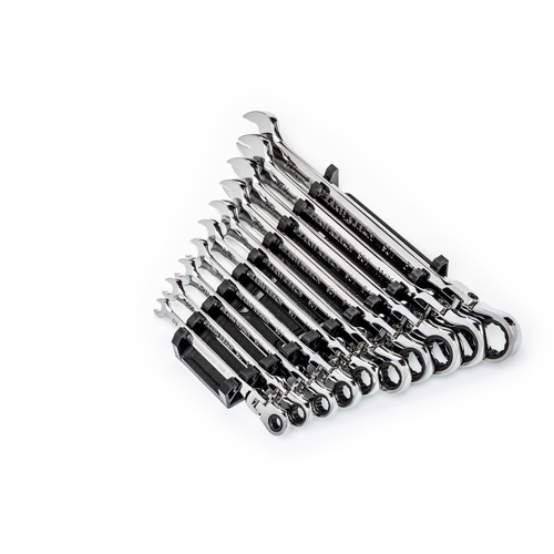 Jeu de cl&eacute;s SAE &agrave; 12 pans et 90 dents, T&ecirc;te articul&eacute;e/Combinaison &agrave; cliquet, 10 morceaux, Imp&eacute;rial D. Morneault & Fils