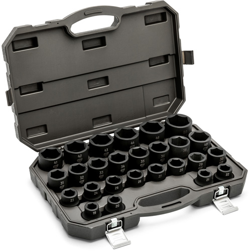 Jeu de douilles m&eacute;triques &agrave; 6 pans, 26 Mcx, Chocs, Prise de 3/4" D. Morneault & Fils