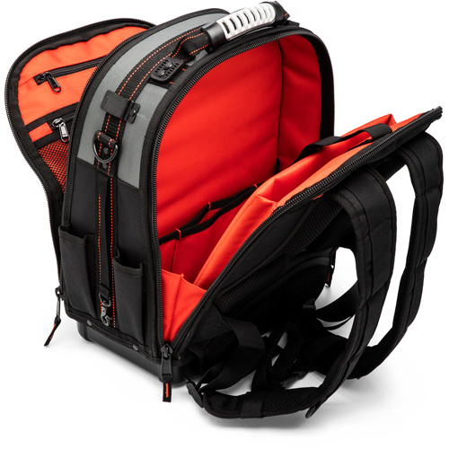 Tradesman Backpack, 18" L x 10" W, Black/Grey/Orange, Polyester D. Morneault & Fils