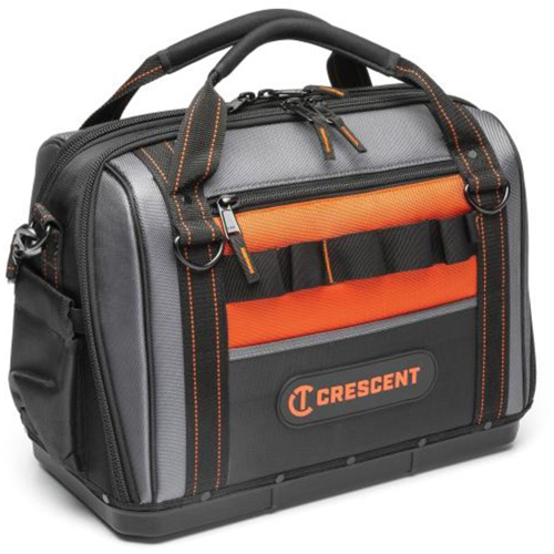 17" Tradesman Closed Top Tool Bag, Polyester, 3 Pockets, Black/Grey/Orange D. Morneault & Fils