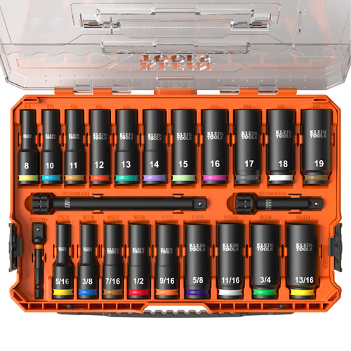KNECT Drive Socket Set, 23 Pcs, Impact, 3/8" Drive Size, Deep D. Morneault & Fils