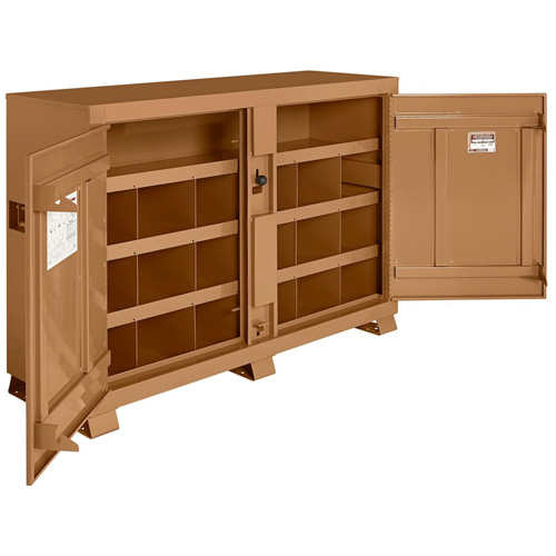 Model 129 Bin Storage Cabinet with Padlock, Steel, 48 Cubic Feet, Tan D. Morneault & Fils